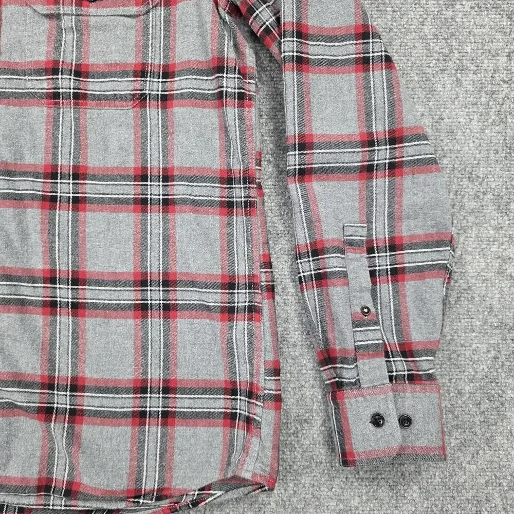 Banana Republic Shirt Mens Tall Medium Gray Plaid Flannel Untucked Standard Fit